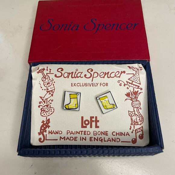 SALE!! Vintage Sonia Spencer exclusively for Loft Cufflinks Bone China England - Picture 1 of 3